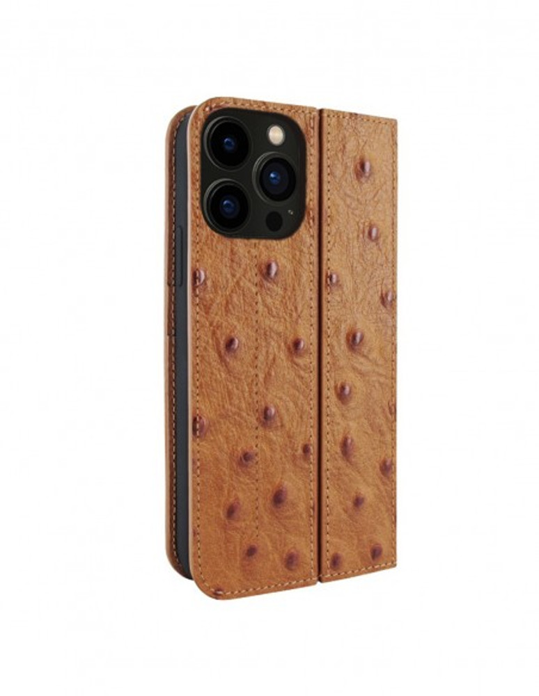 Piel Frama iPhone 13 Pro FramaSlimCards Leather Case - Tan Cowskin-Ostrich
