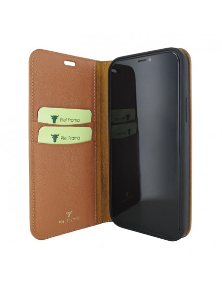 Piel Frama iPhone 13 Pro FramaSlimCards Leather Case - Tan Cowskin-Ostrich