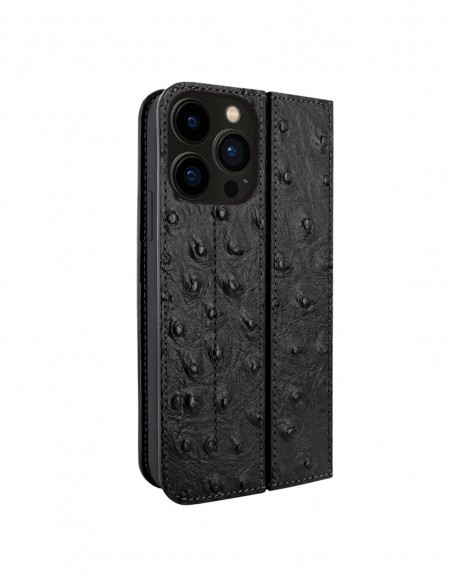 Piel Frama iPhone 13 Pro FramaSlimCards Leather Case - Black Cowskin-Ostrich