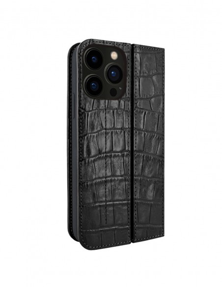 Piel Frama iPhone 13 Pro FramaSlimCards Leather Case - Black Cowskin-Crocodile