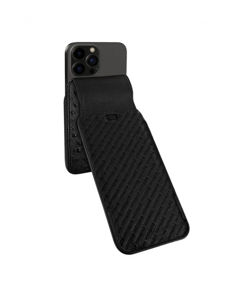 Piel Frama iPhone 14 Pro | iPhone 14 iMagnum Leather Case - Black Cowskin-Ostrich