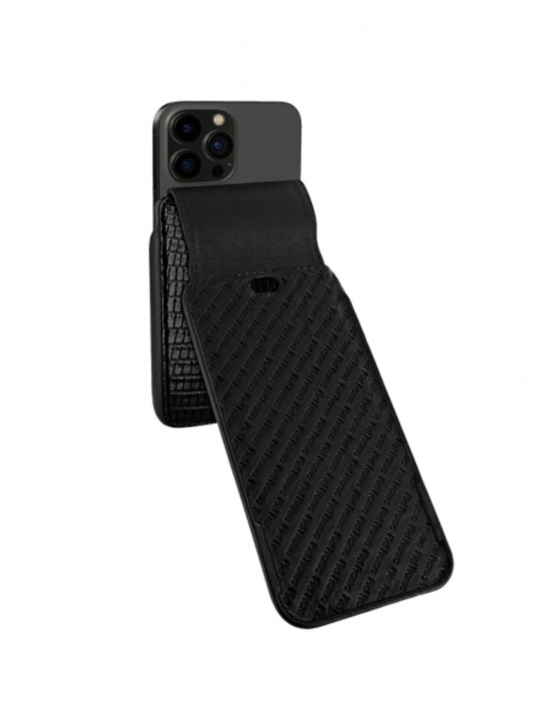 Piel Frama iPhone 14 Pro | iPhone 14 iMagnum Leather Case - Black Cowskin-Lizard