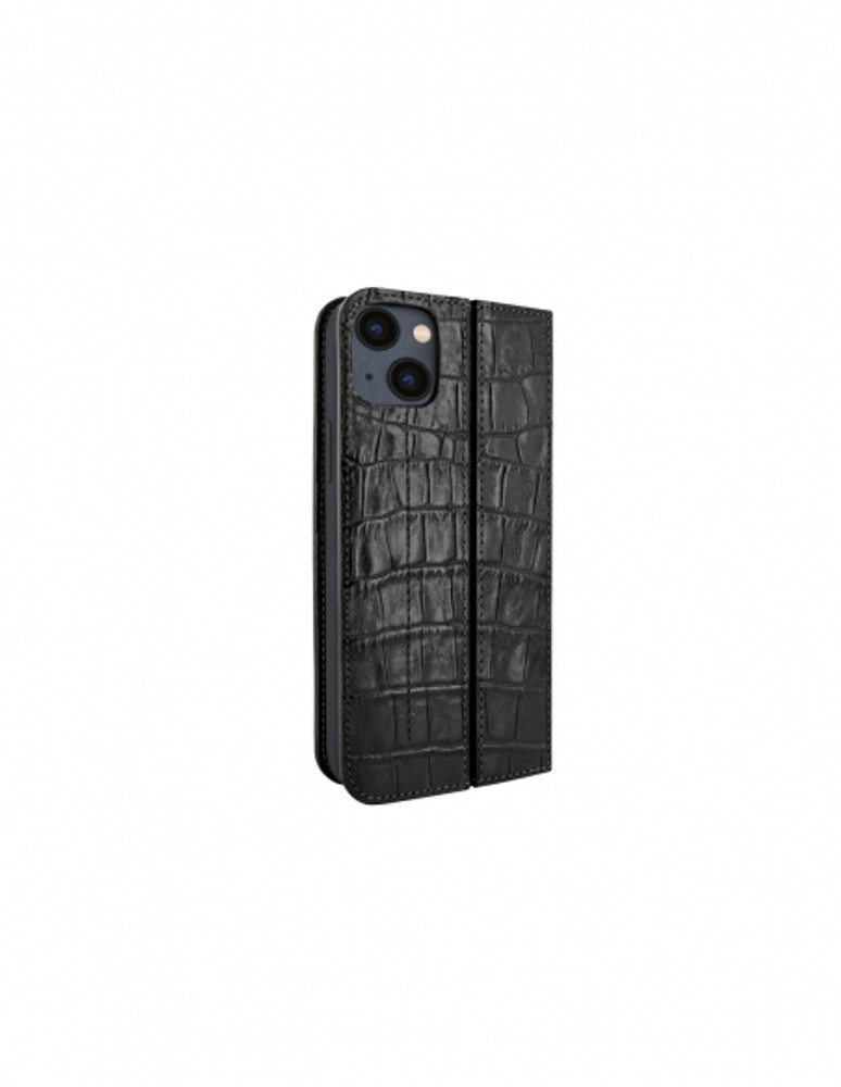 Piel Frama iPhone 14 Plus FramaSlimCards Leather Case - Black Cowskin-Crocodile