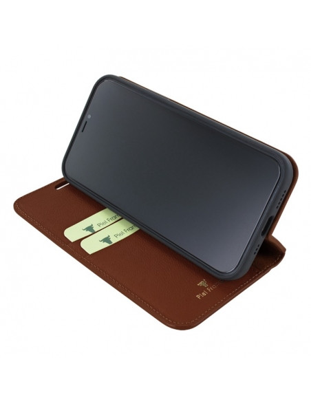 Piel Frama iPhone 14 Plus FramaSlimCards Leather Case - Brown Cowskin-Crocodile