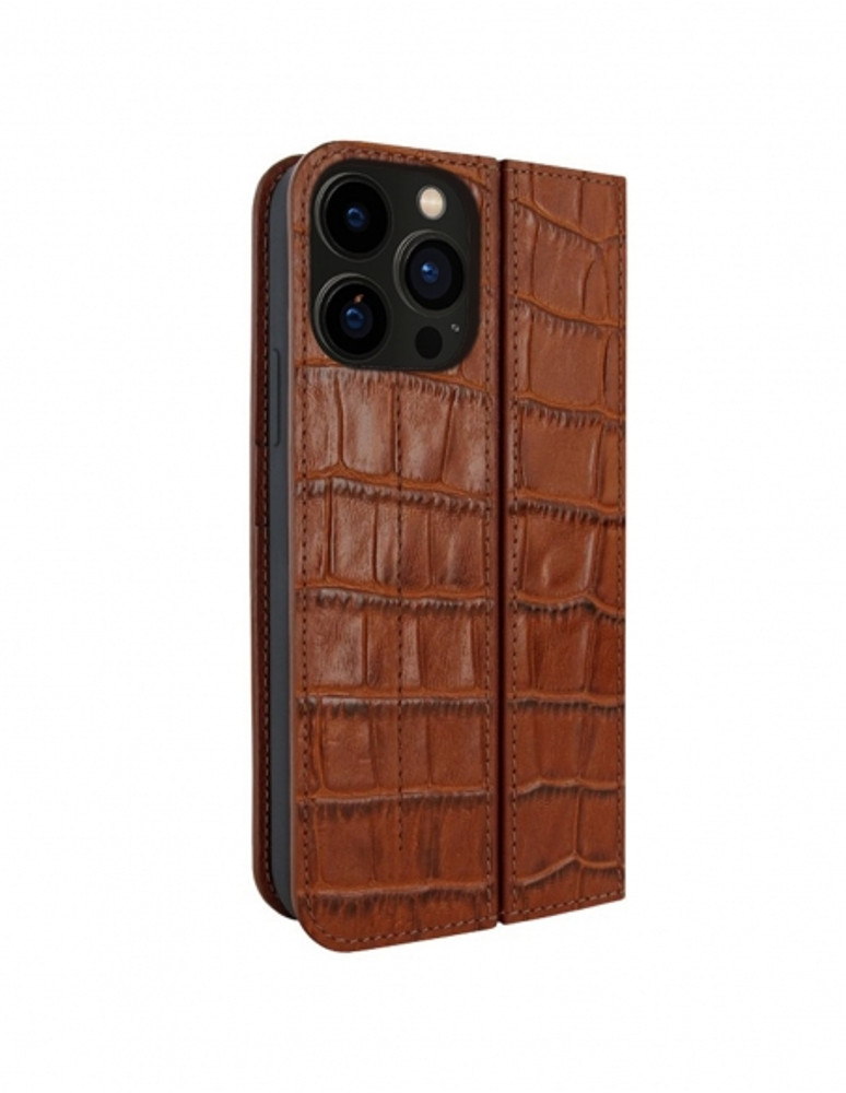 Piel Frama iPhone 14 Pro FramaSlimCards Leather Case - Brown Cowskin-Crocodile