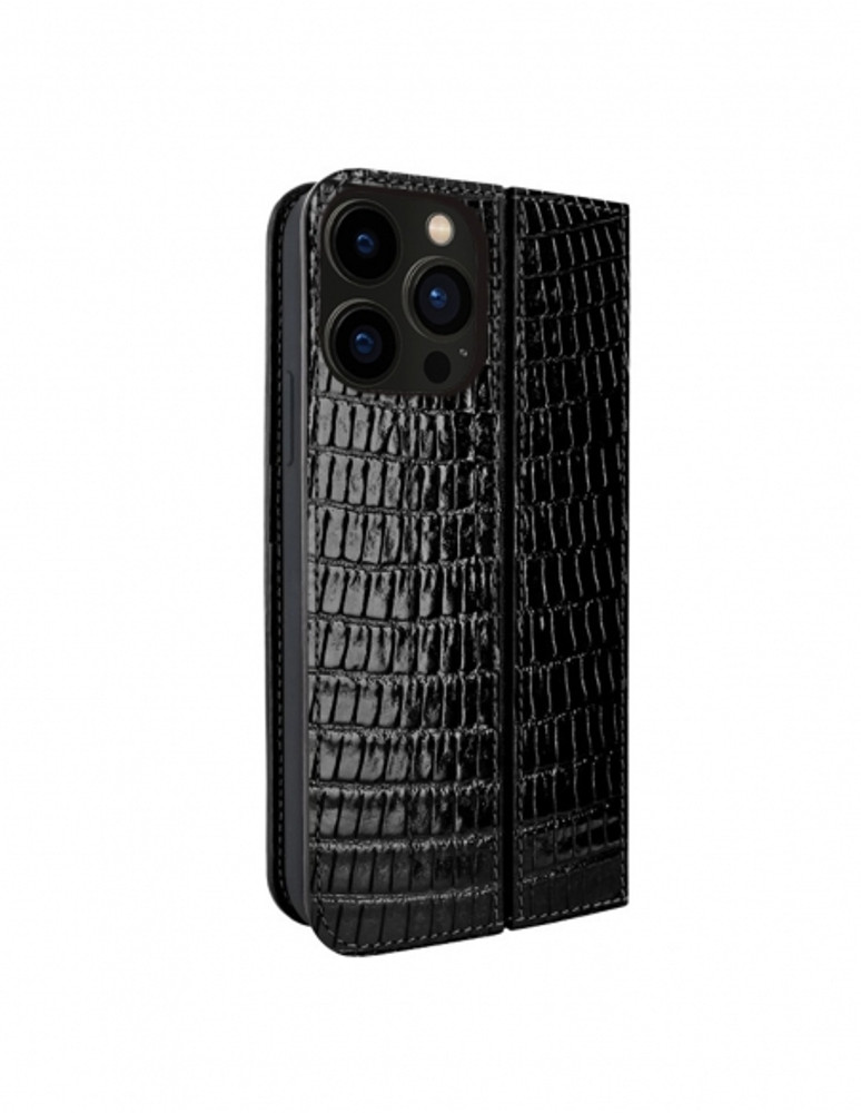 Piel Frama iPhone 14 Pro FramaSlimCards Leather Case - Black Cowskin-Lizard