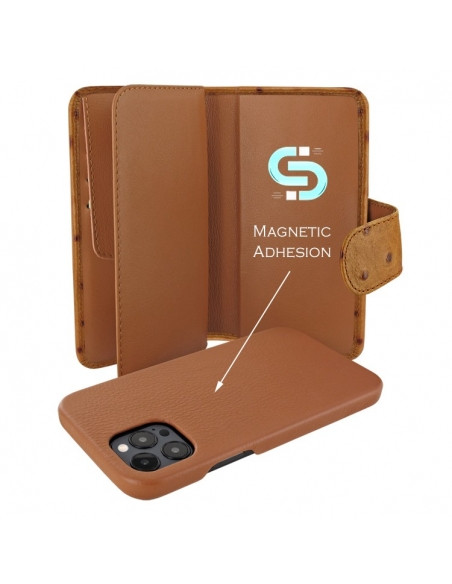 Piel Frama iPhone 14 Pro Max WalletMagnum Leather Case - Tan Cowskin-Ostirch