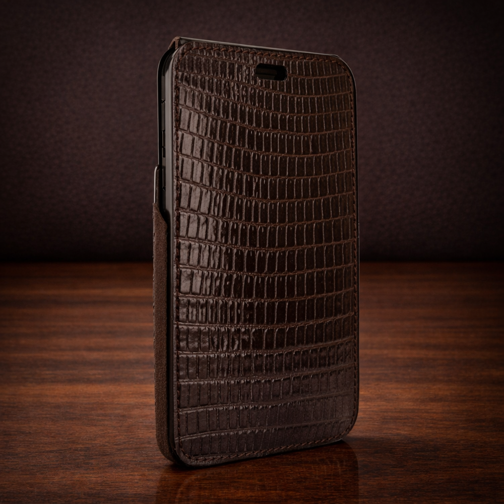 Piel Frama iPhone 15 Plus Brown Lizard iMagnum Leather Case