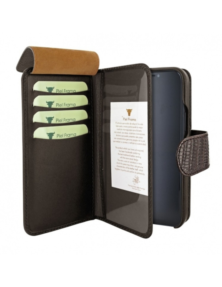 Piel Frama iPhone 15 Plus Brown Lizard WalletMagnum Leather Case