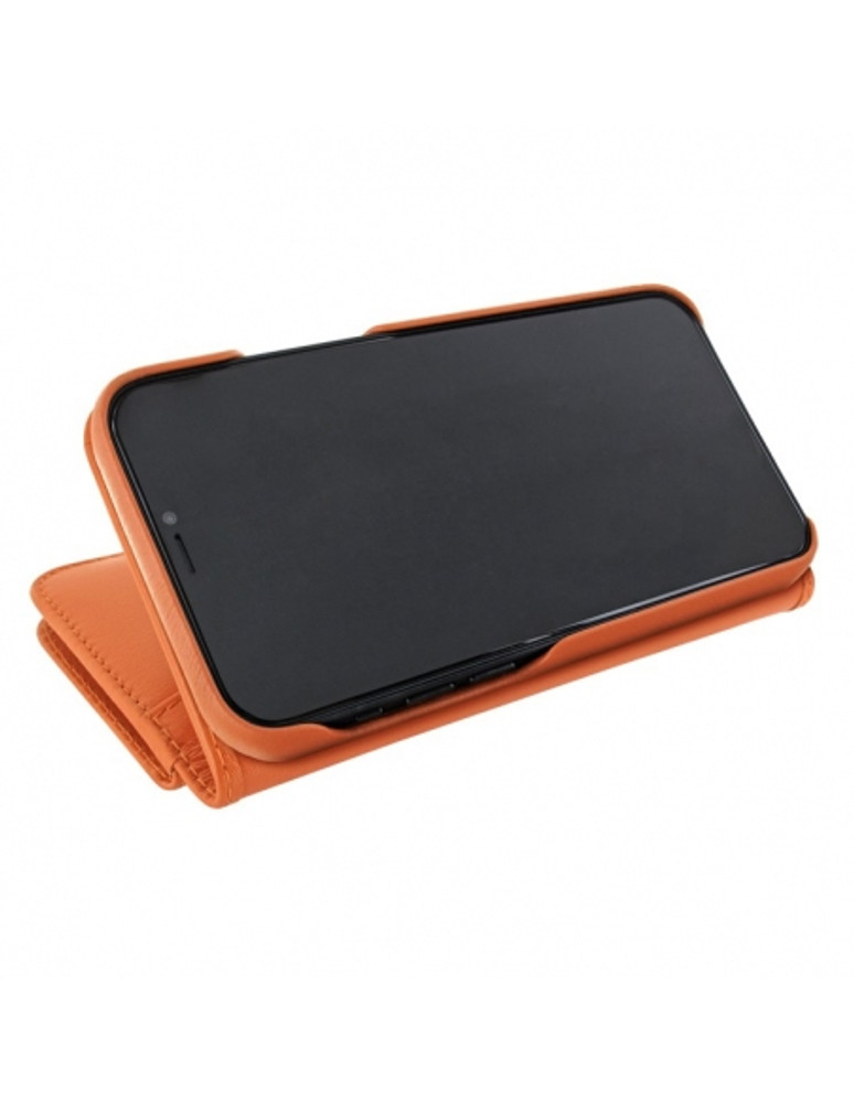 Piel Frama iPhone 15 Plus Orange WalletMagnum Leather Case