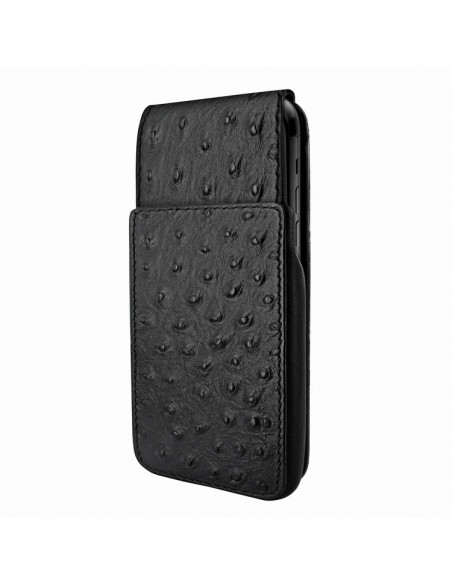 Piel Frama iPhone 15 Pro Max Black Ostrich iMagnum Leather Case