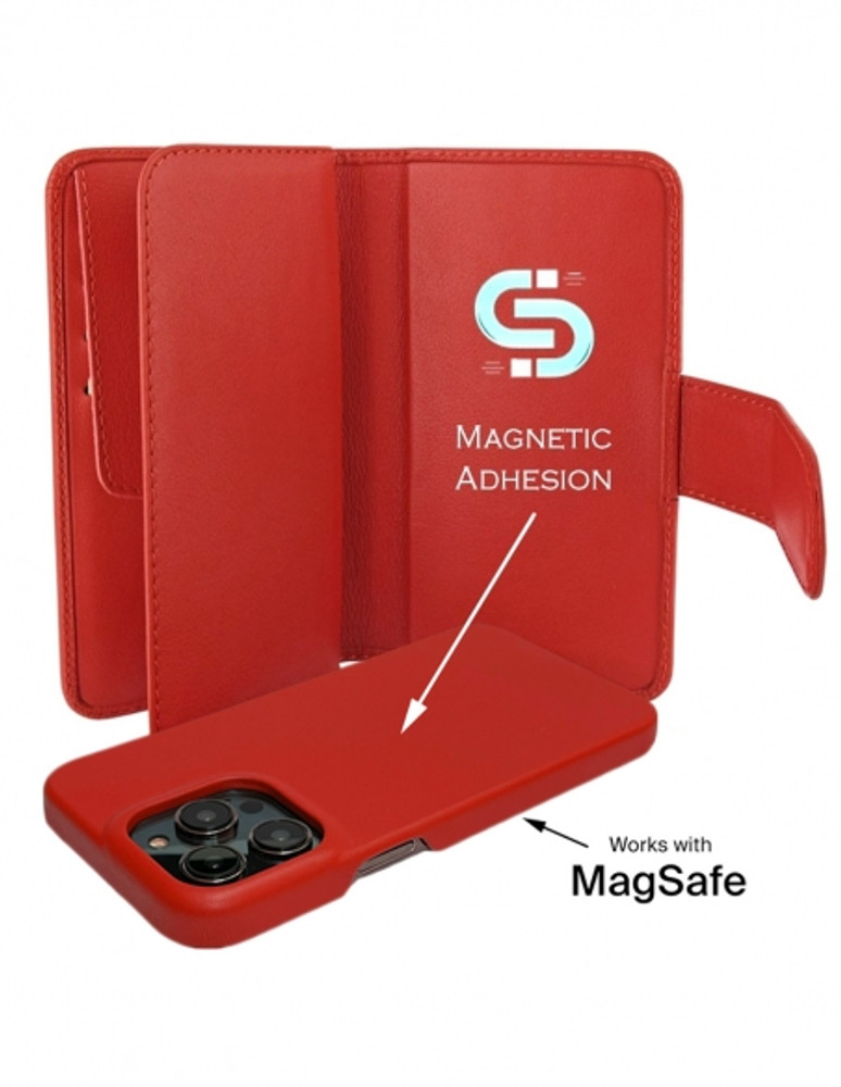 Piel Frama iPhone 15 Pro Max Red Crocodile WalletMagnum Leather Case