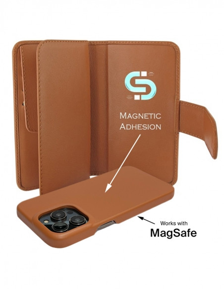 Piel Frama iPhone 15 Pro Max Tan Ostrich WalletMagnum Leather Case