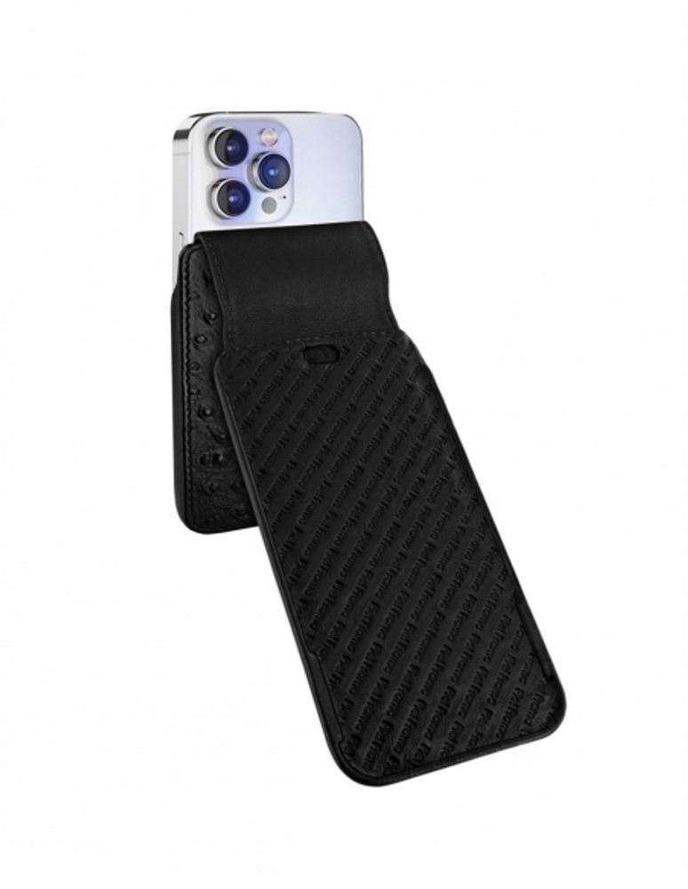 Piel Frama iPhone 15 Pro Black Ostrich iMagnum Leather Case