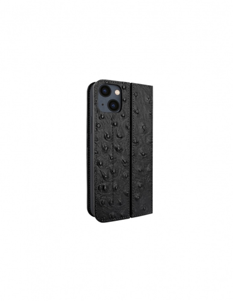 Piel Frama iPhone 15 Black Ostrich FramaSlim Leather Case