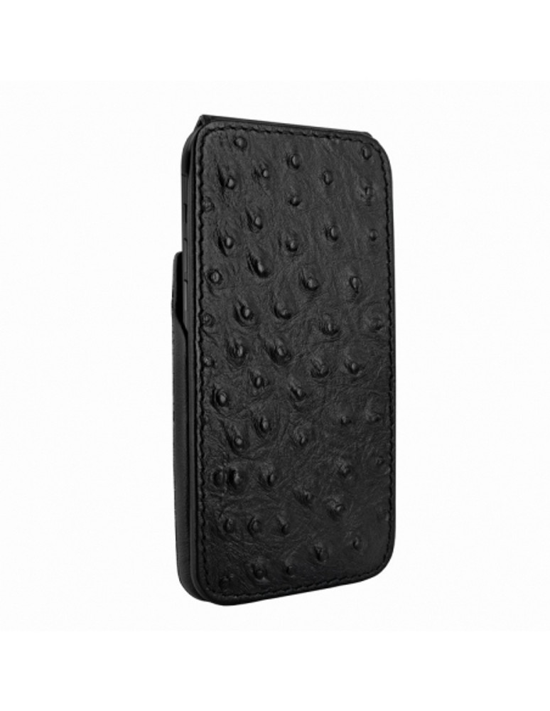 Piel Frama iPhone 15 Black Ostrich iMagnum Leather Case