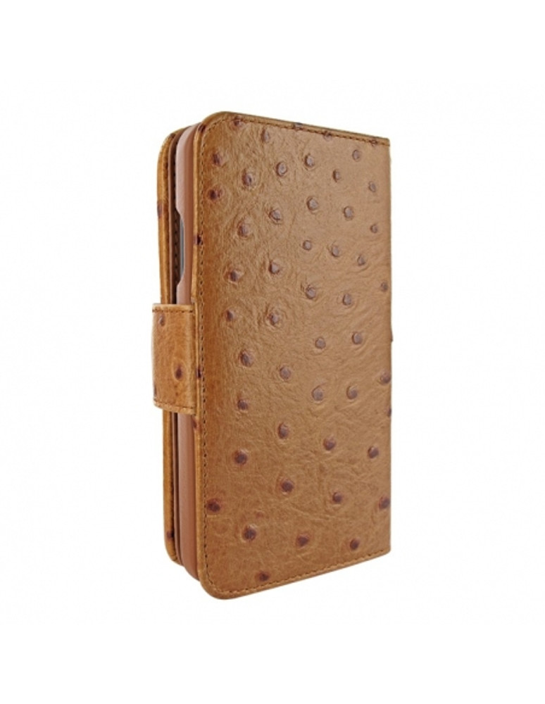 Piel Frama iPhone 15 Tan Ostrich WalletMagnum Leather Case