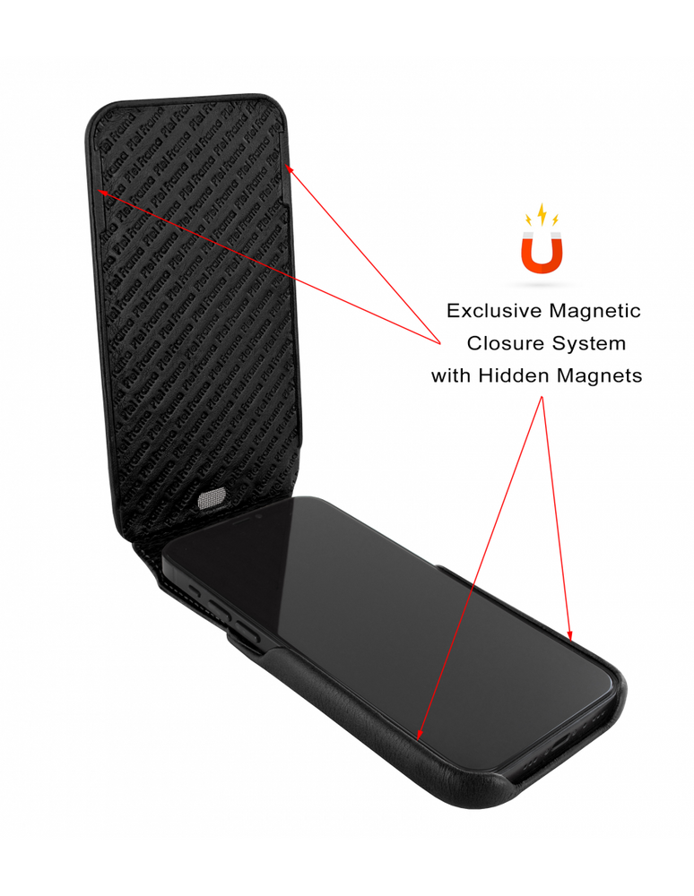 Piel Frama Black Crocodile iMagnum Leather Case for iPhone 16 Pro | iPhone 16