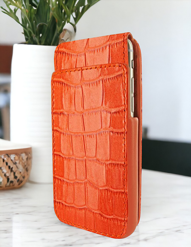 Piel Frama Orange Crocodile iMagnum Leather Case for iPhone 16 Pro Max | iPhone 16 Plus