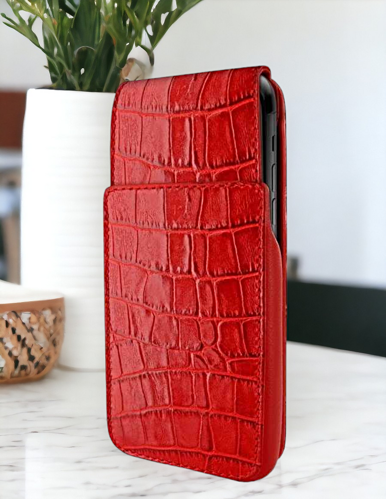 Piel Frama Red Crocodile iMagnum Leather Case for iPhone 16 Pro Max | iPhone 16 Plus