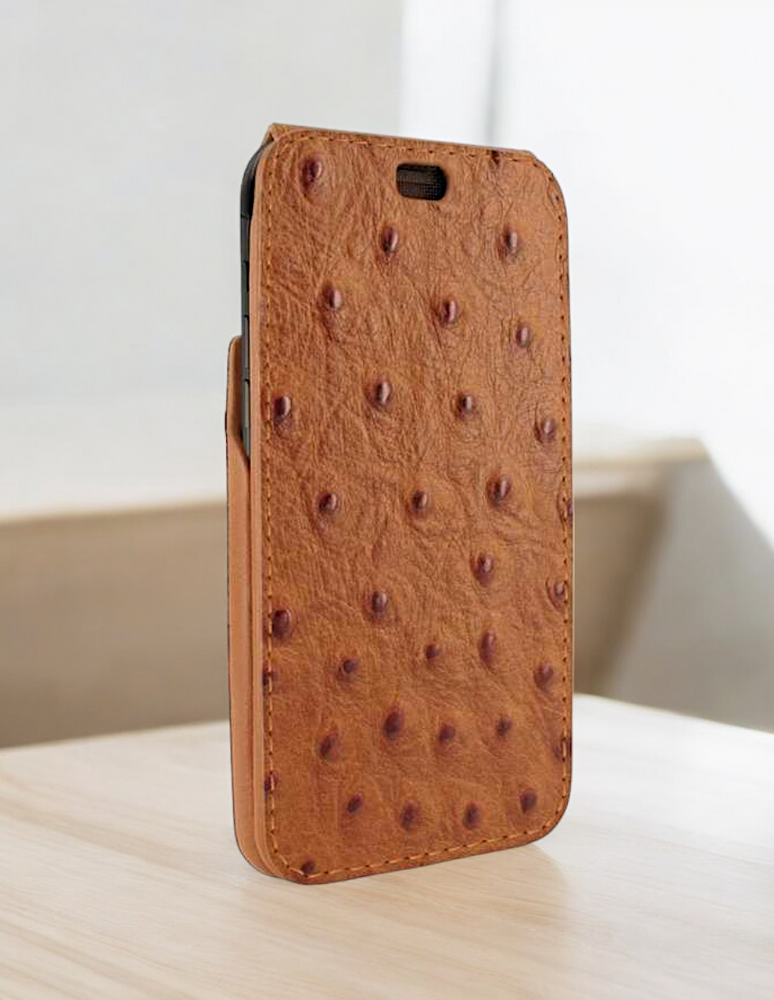 Piel Frama Tan Ostrich iMagnum Leather Case for iPhone 16 Pro Max | iPhone 16 Plus