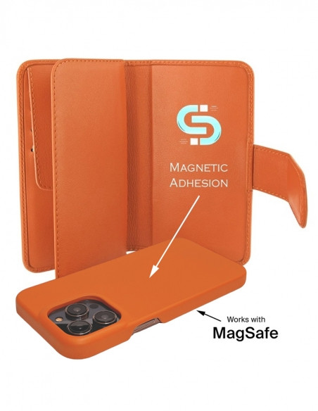 Piel Frama Orange WalletMagnum Leather Case for iPhone 16