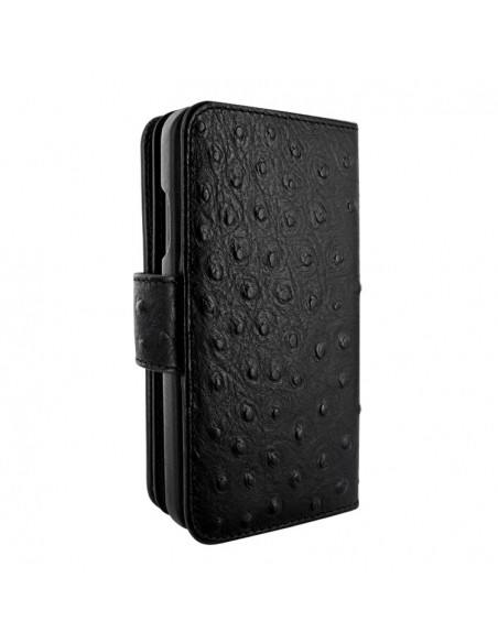 Piel Frama Black Ostrich WalletMagnum Leather Case for iPhone 16 Pro Max