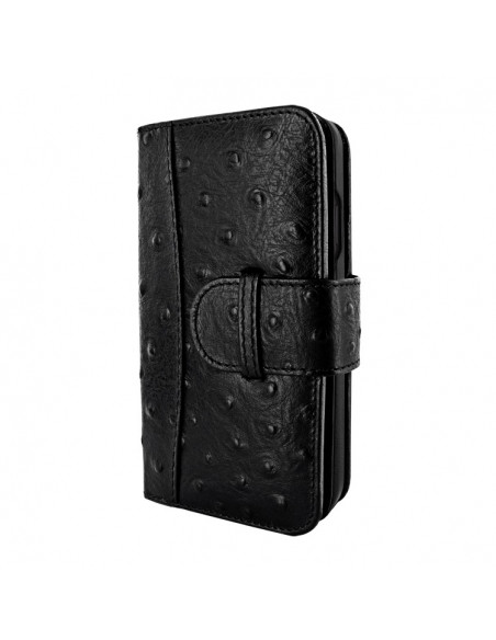Piel Frama Black Ostrich WalletMagnum Leather Case for iPhone 16 Pro Max