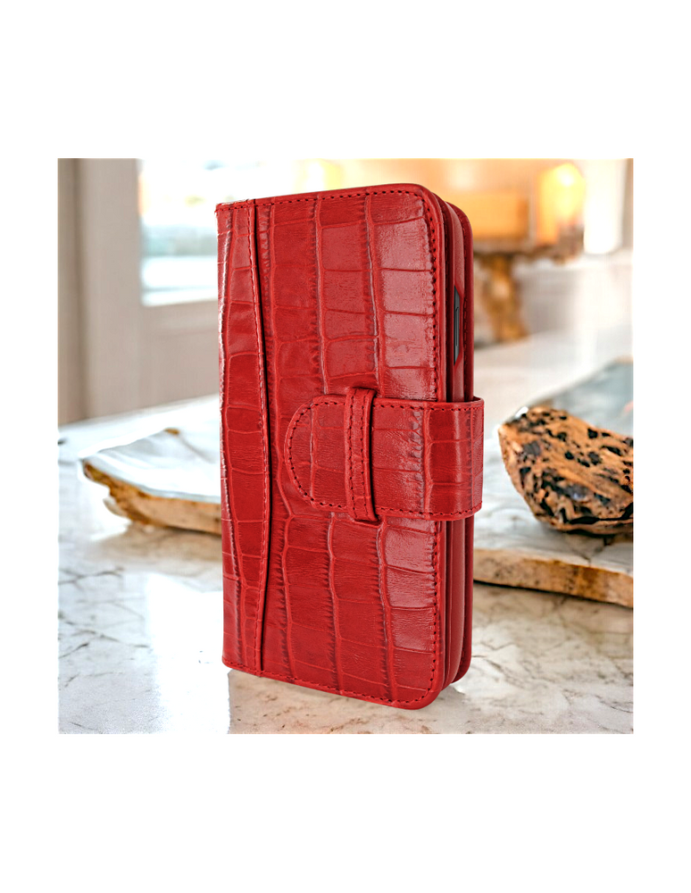 Piel Frama Red Crocodile WalletMagnum Leather Case for iPhone 16 Pro Max