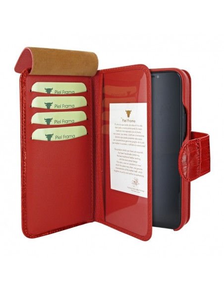 Piel Frama Red Crocodile WalletMagnum Leather Case for iPhone 16 Plus