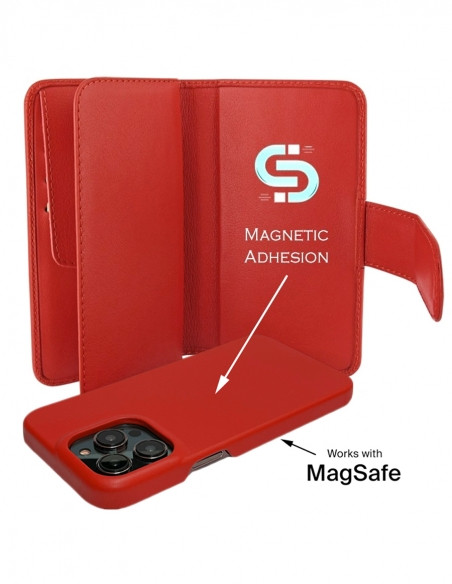 Piel Frama Red Crocodile WalletMagnum Leather Case for iPhone 16 Plus