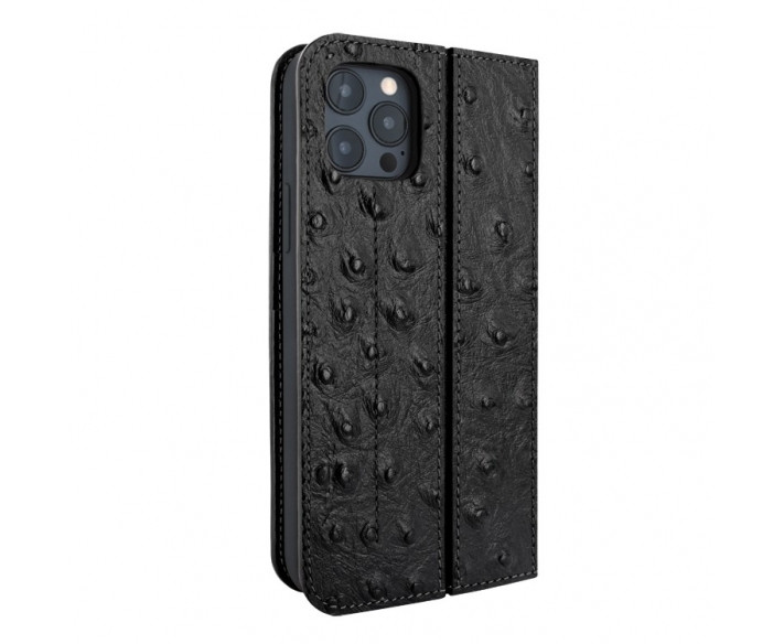 Piel Frama Black Ostrich FramaSlim Leather Case for iPhone 16 Pro