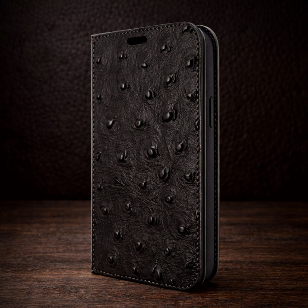 Piel Frama iPhone 12 mini FramaSlimCards Leather Case - Black Ostrich