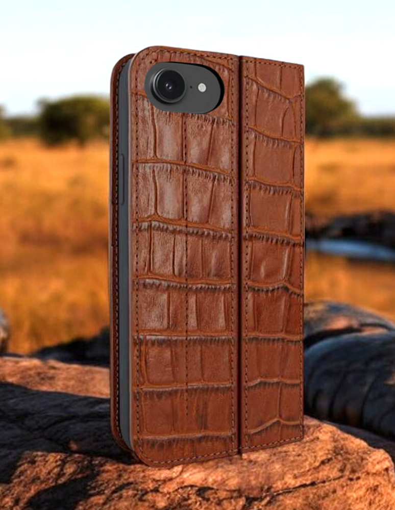 Piel Frama Brown Crocodile FramaSlim Leather Case for iPhone 16e