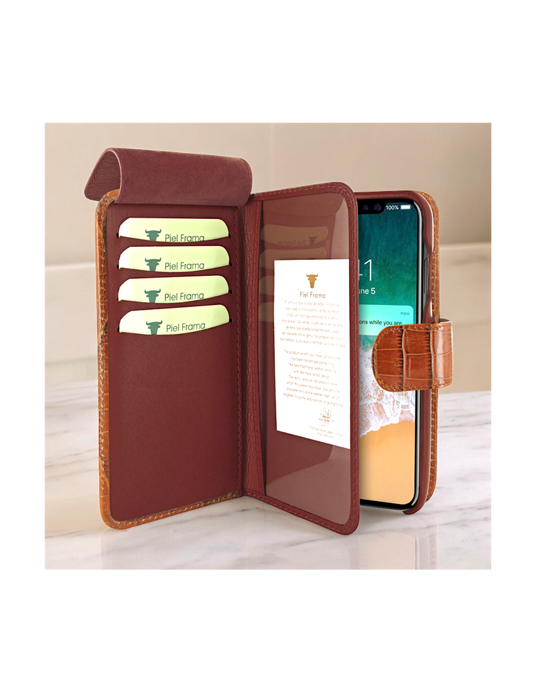 Piel Frama Brown Crocodile WalletMagnum Leather Case for iPhone 16e