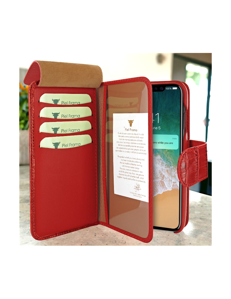 Piel Frama Red Crocodile WalletMagnum Leather Case for iPhone 16e