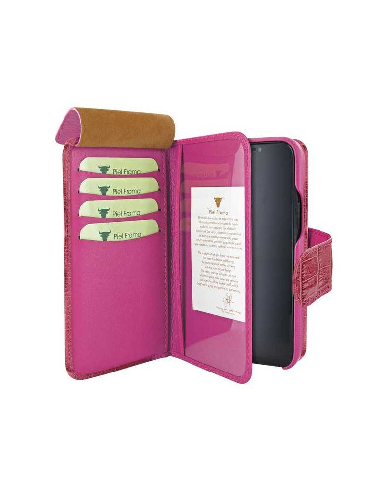 Piel Frama Pink Crocodile WalletMagnum Leather Case for iPhone 16e
