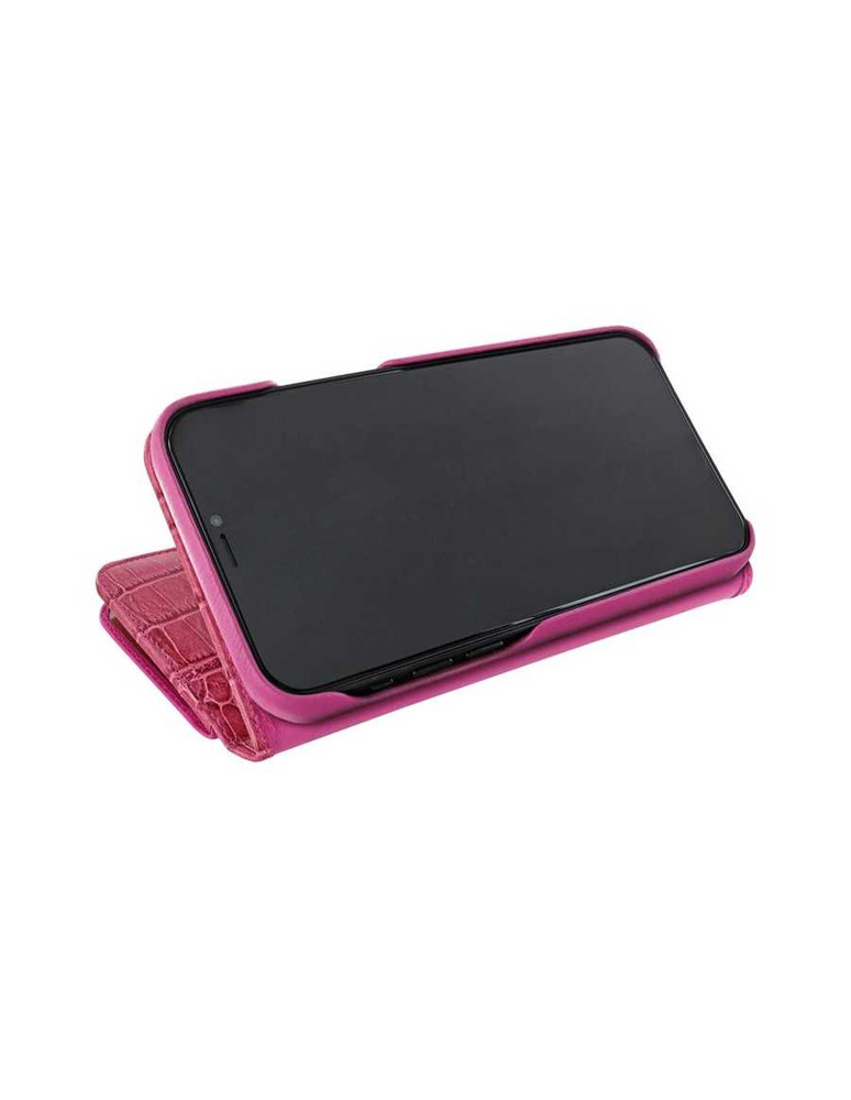 Piel Frama Pink Crocodile WalletMagnum Leather Case for iPhone 16e