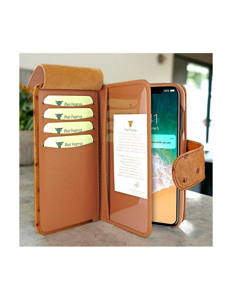 Piel Frama Tan Ostrich WalletMagnum Leather Case for iPhone 16e
