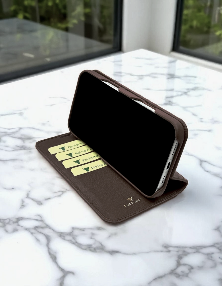 Piel Frama 537 Brown Lizard Folio Style Magnetic Leather Case for iPhone 17 Pro