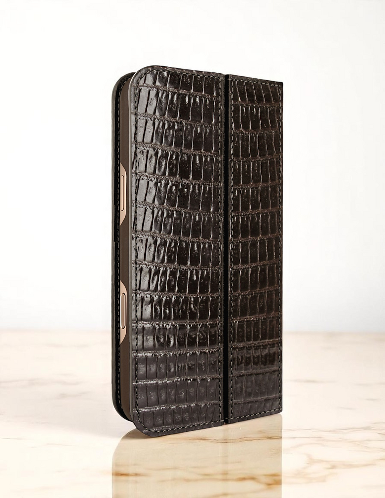 Piel Frama 537 Brown Lizard Folio Style Magnetic Leather Case for iPhone 17 Pro