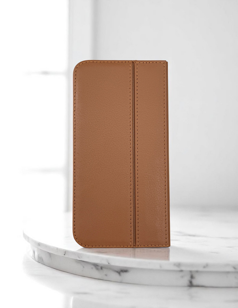 Piel Frama 527 Tan Folio Style Magnetic Leather Case for iPhone 17