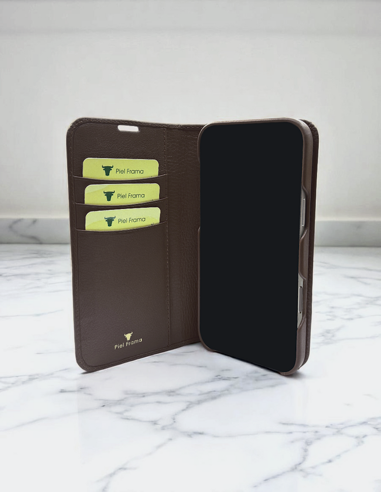 Piel Frama 532 Brown Folio Style Magnetic Leather Case for iPhone Air