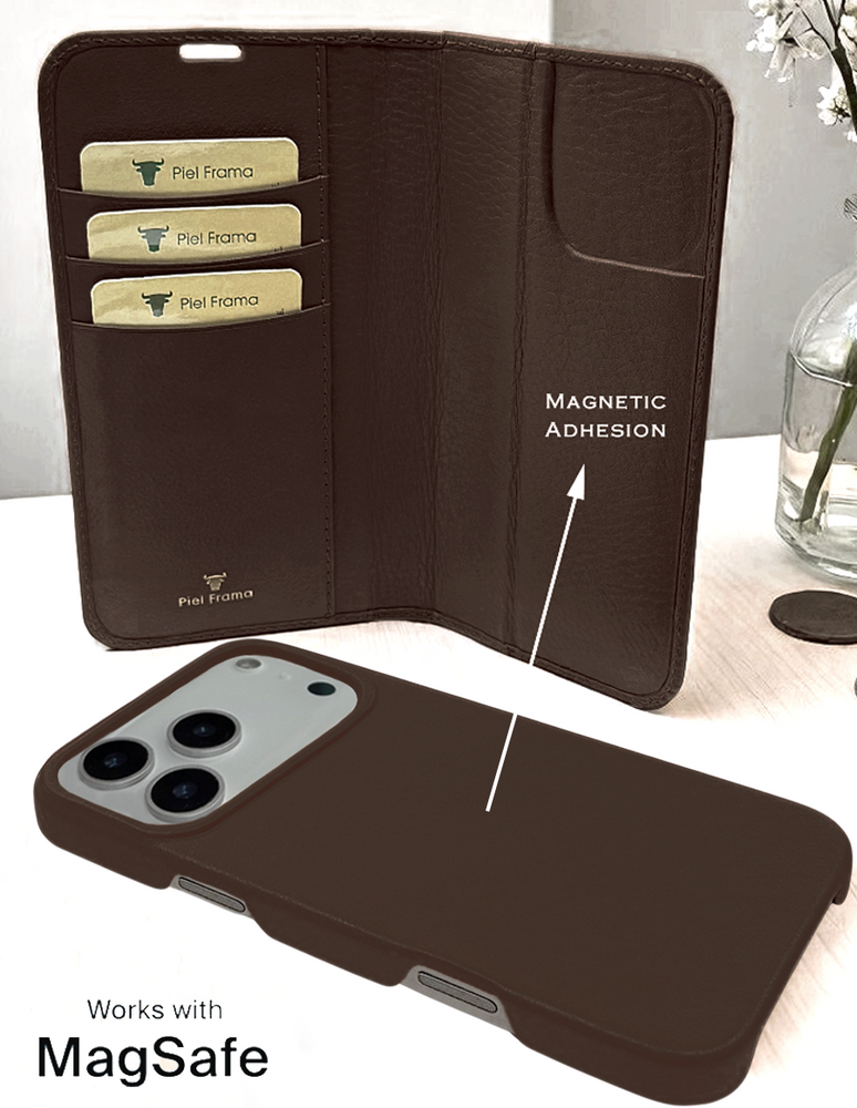 Piel Frama 532 Brown Lizard Folio Style Magnetic Leather Case for iPhone Air