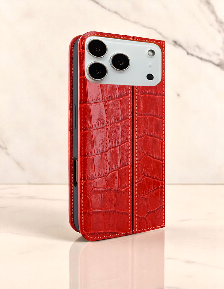 Piel Frama 534 Red Crocodile FramaSlim Book Style Leather Case for iPhone 17 Pro