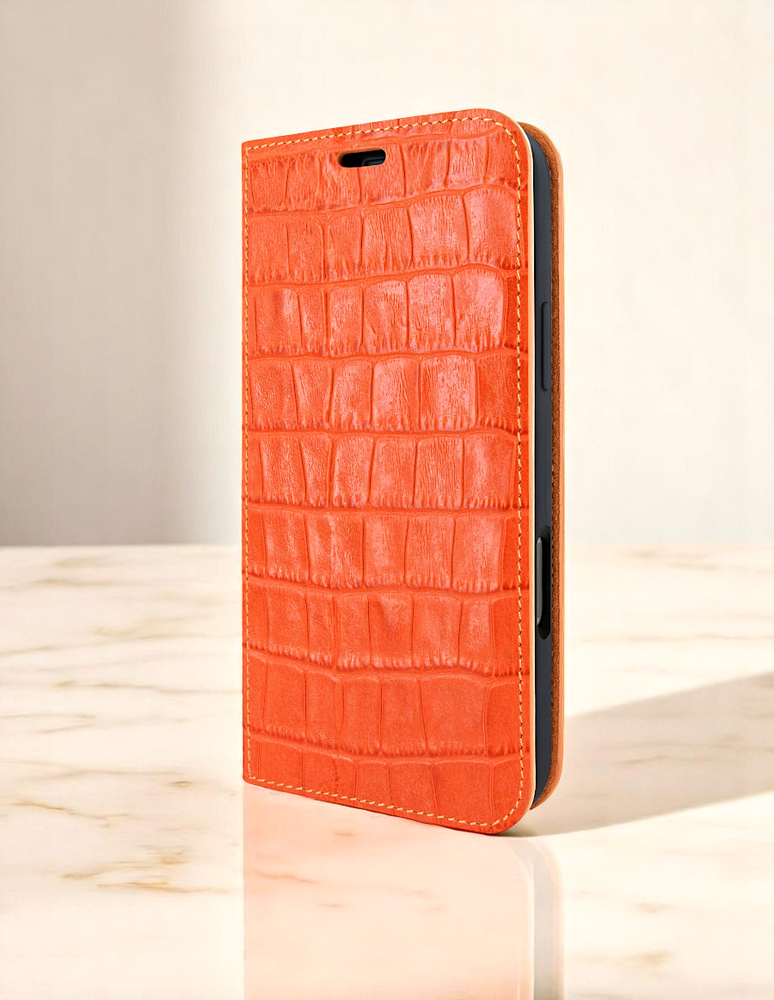 Piel Frama 534 Orange Crocodile FramaSlim Book Style Leather Case for iPhone 17 Pro