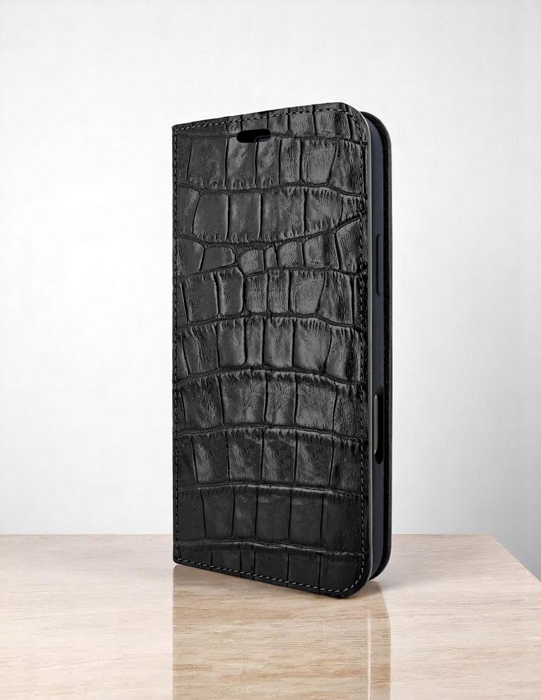 Piel Frama 524 Black Crocodile FramaSlim Book Style Leather Case for iPhone 17