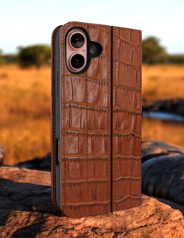 Piel Frama 524 Brown Crocodile FramaSlim Book Style Leather Case for iPhone 17