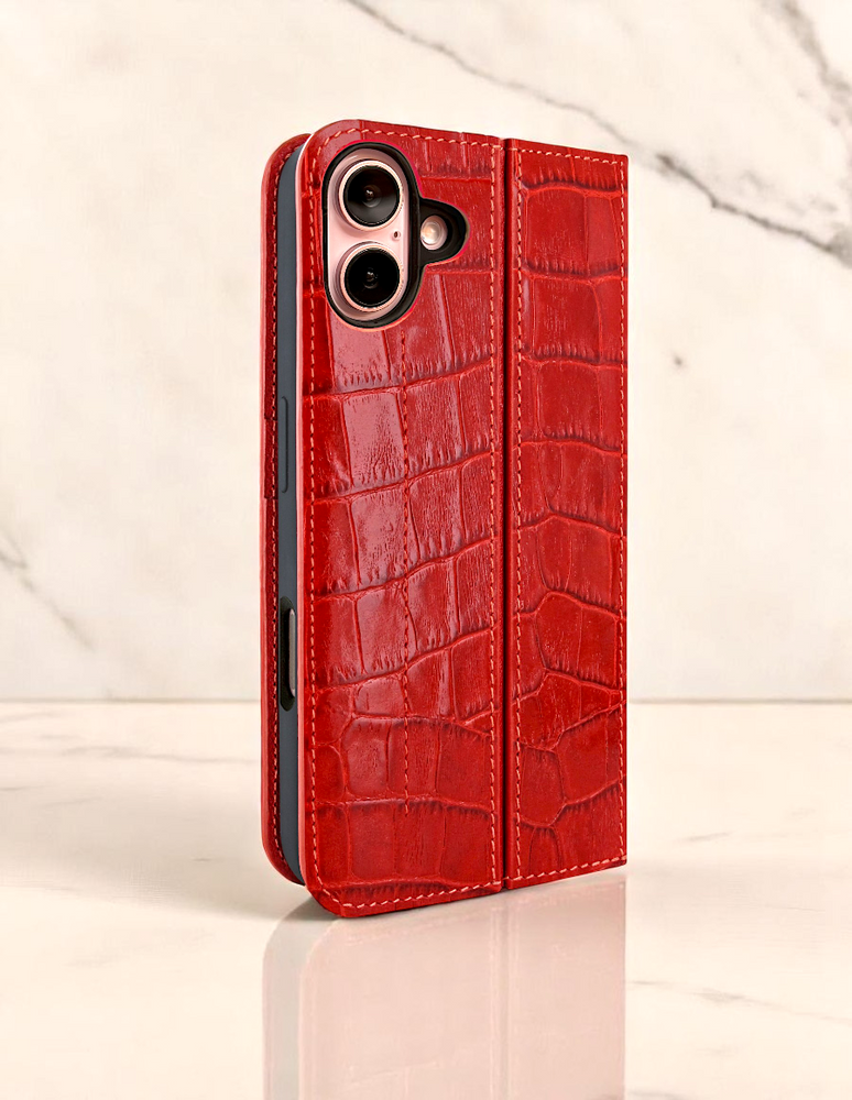 Piel Frama 524 Red Crocodile FramaSlim Book Style Leather Case for iPhone 17