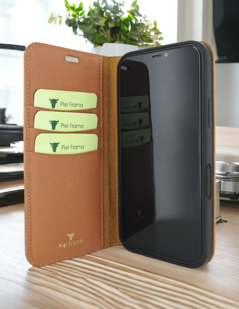 Piel Frama 524 Tan Ostrich FramaSlim Book Style Leather Case for iPhone 17